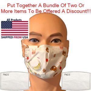 Children's Washable Face Mask White Bears-2Filters